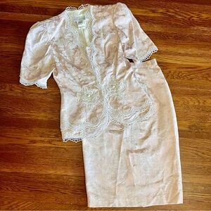 Vtg Jessica McClintock Bridal suit set 4 pastel pink Edwardian Victorian